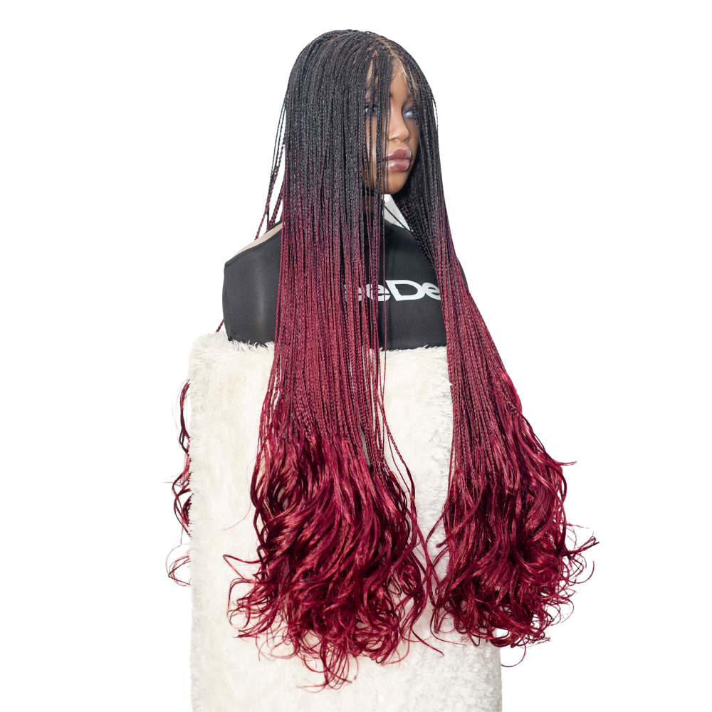 Savannah French Curls - 30" HD 13x4 Lace Frontal Color 1B/Burgundy