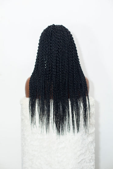 Stella Cornrow spiral twist - 20” 5x5 Glueless Closure HD Natural Black