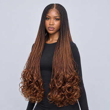 Savannah - French Curls Knotless Braids 30" HD 5x5 Lace Closure Color B29