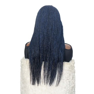 Sarah Mini Knotless Braids - 22" 13x4 Lace Frontal Blue & Black Mixed