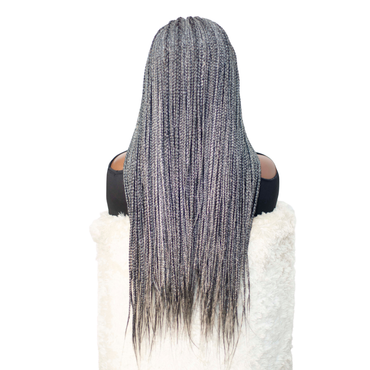 Tiana - Center Part Cornrow 28" HD 13x4 Frontal Grey with Natural Roots