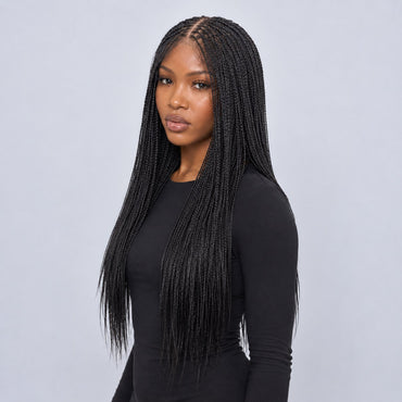 Sheyla Micro Knotless Braids - 22" 13x4 Lace Frontal Black