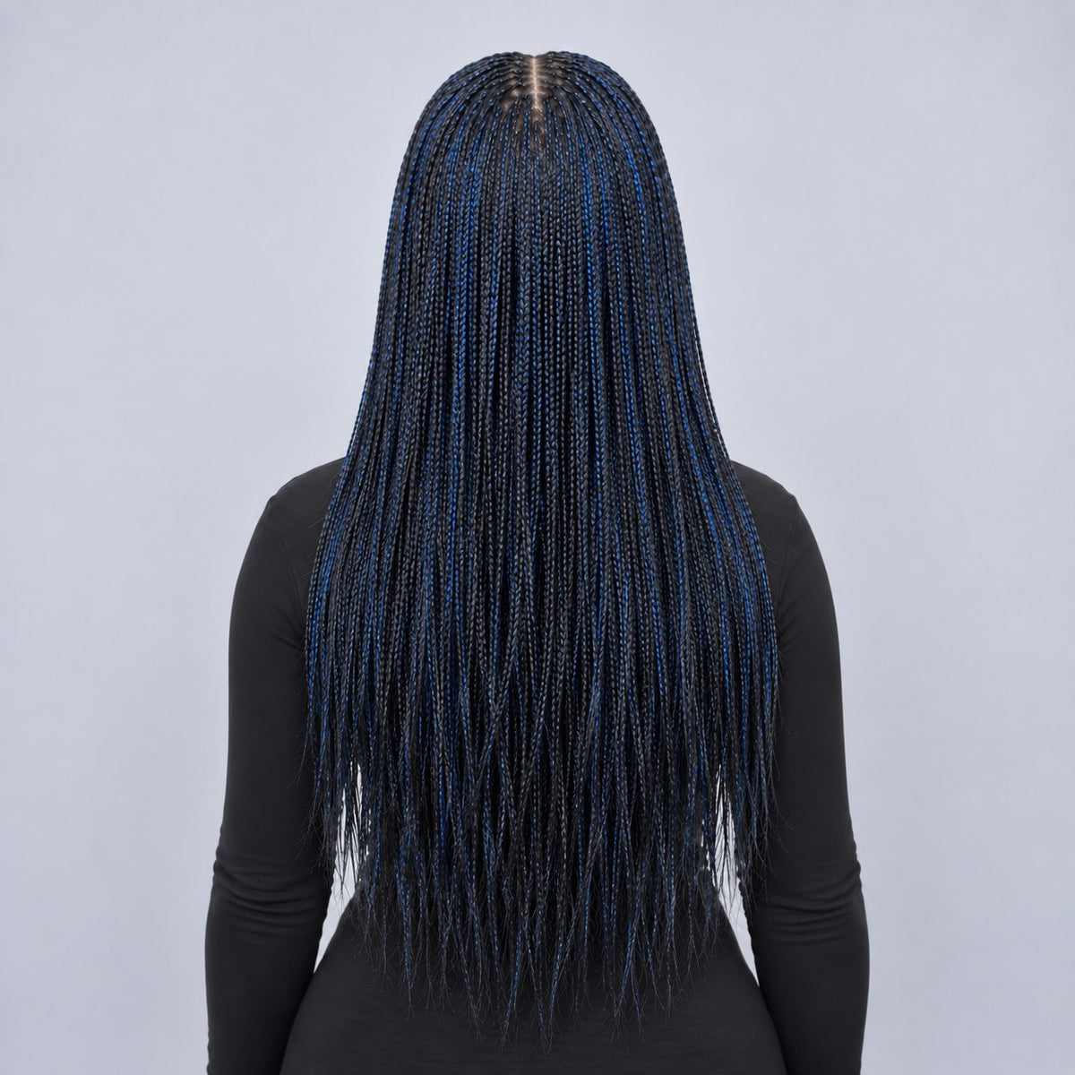 Sheyla Micro Knotless Braids - 22" 13x4 Lace Frontal Black & Blue Mixed