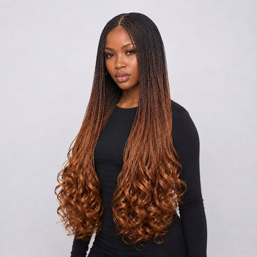 Savannah French Curls Knotless Braids - 30" HD 13x4 Lace Frontal Color OT4/30