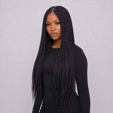 Lena - Box Braids 26" HD 13x4 Frontal Natural Black