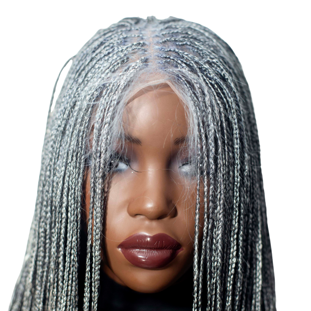 Sheyla Mini Knotless Braids - 22" 13x4 Lace Frontal Grey