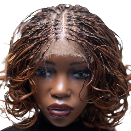Missy - French Curls Knotless Braids - 12" HD 5x5 Lace Closure color 30 Brown