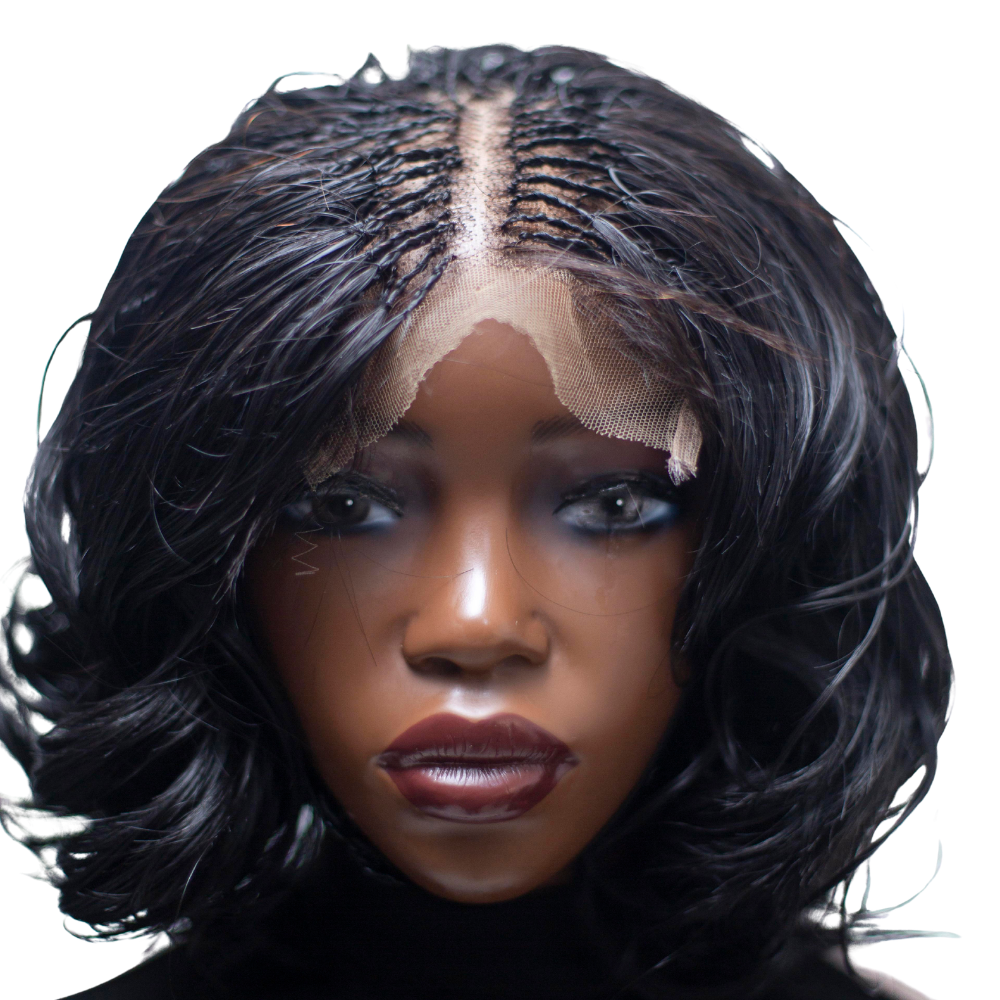 Missy - French Curls Knotless Braids 12" HD 5x5 Lace Closure Black