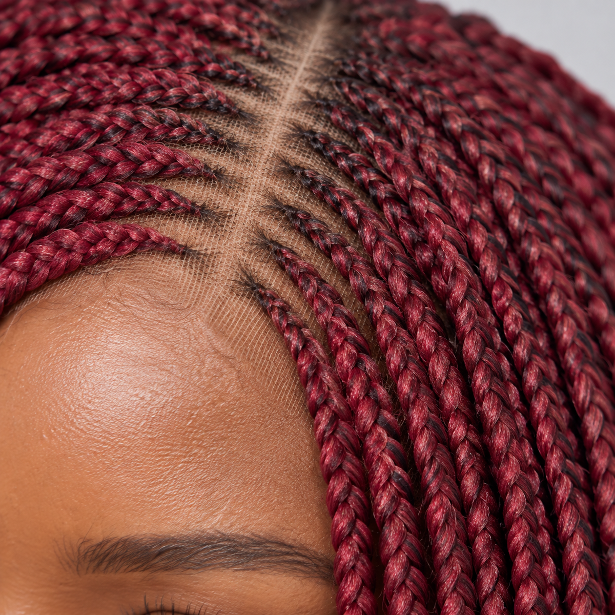 Jessy - Side Part Cornrow Bob 8" HD 13x4 Lace Frontal Wine Color