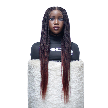 Ashley - Knotless Braids 28" HD 5x5 Lace Closure Color 1B/350