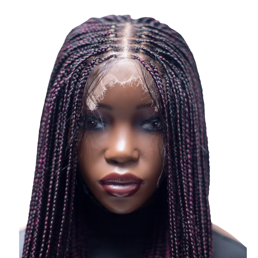 Ashley - Knotless Braids 28" HD 5x5 Lace Closure Color 1B/BUG