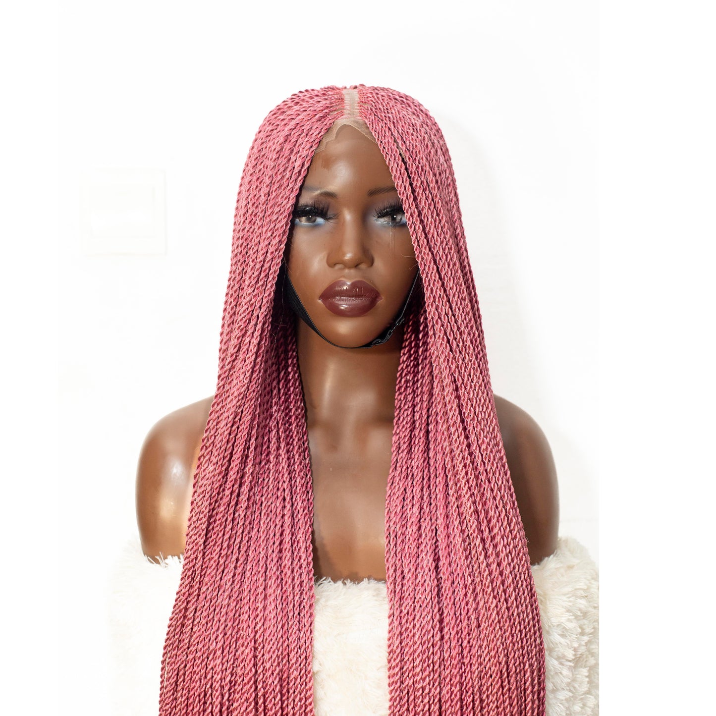 Megan Senegalese Knotless Twist Wig - 48” 4x4 Closure Glueless Pink Color