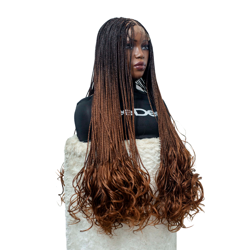 Savannah - French Curls Knotless Braids 30" HD 5x5 Lace Closure Color B29