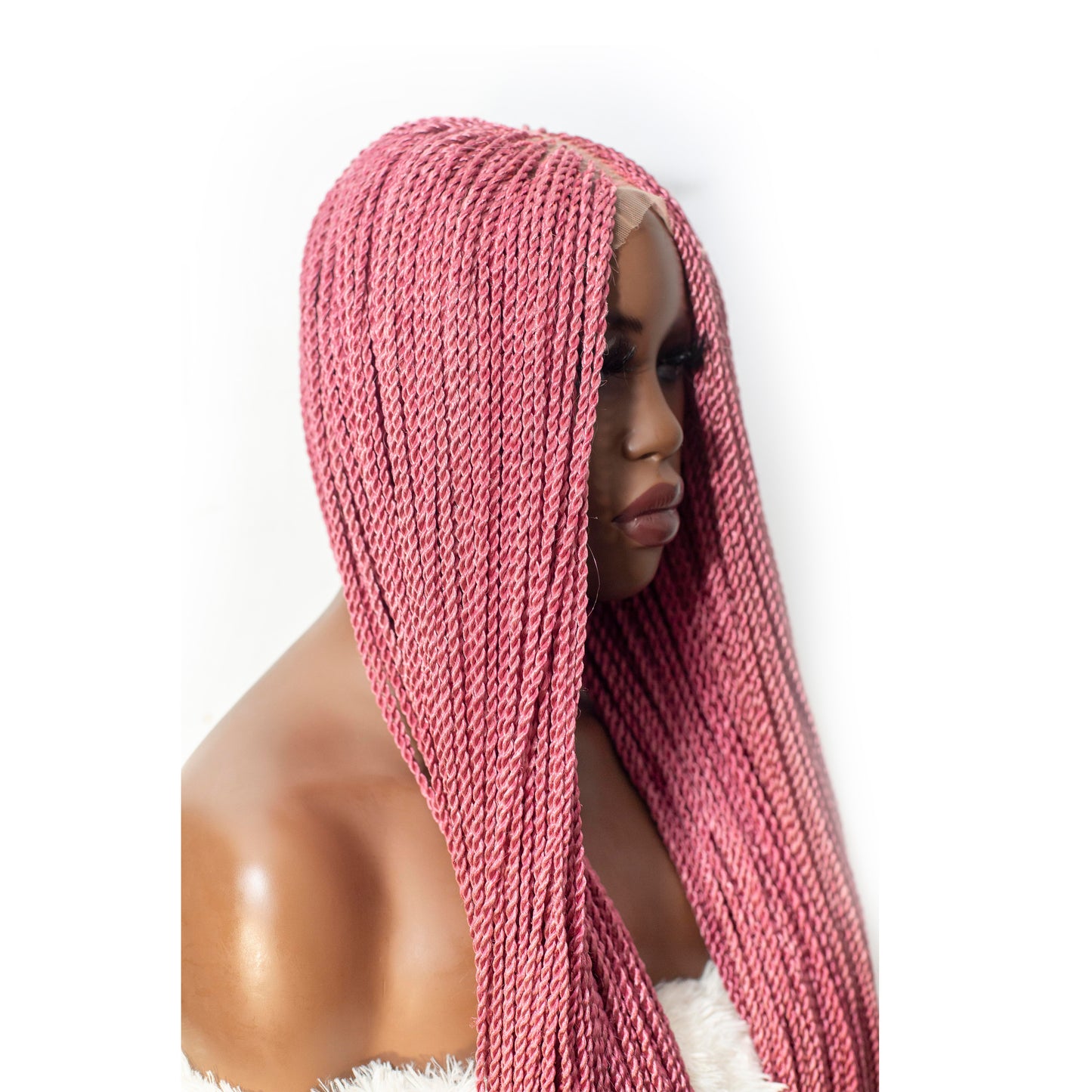 Megan Senegalese Knotless Twist Wig - 48” 4x4 Closure Glueless Pink Color