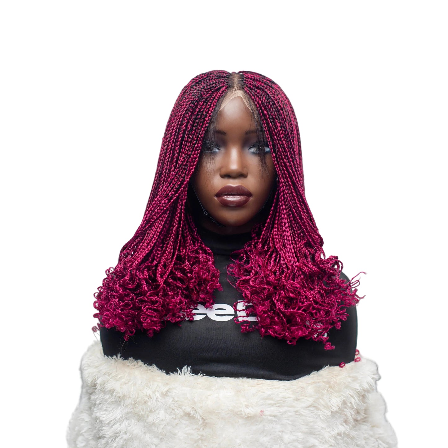 Naima Curly Tips Braids - 16” Hd 4x4 Closure Glueless Color BG