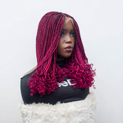 Naima Curly Tips Braids - 16” Hd 4x4 Closure Glueless Color BG