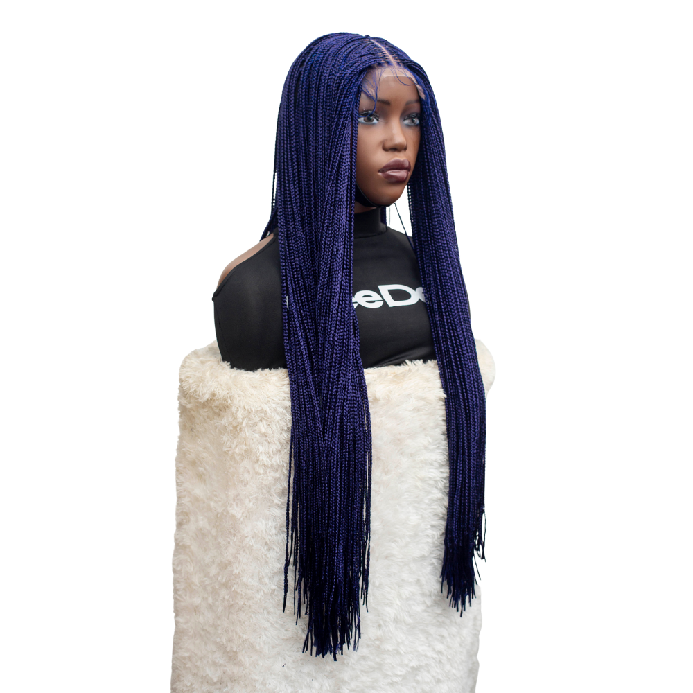 Ashley Knotless Braids - 28" 4x4 Lace Closure Blue