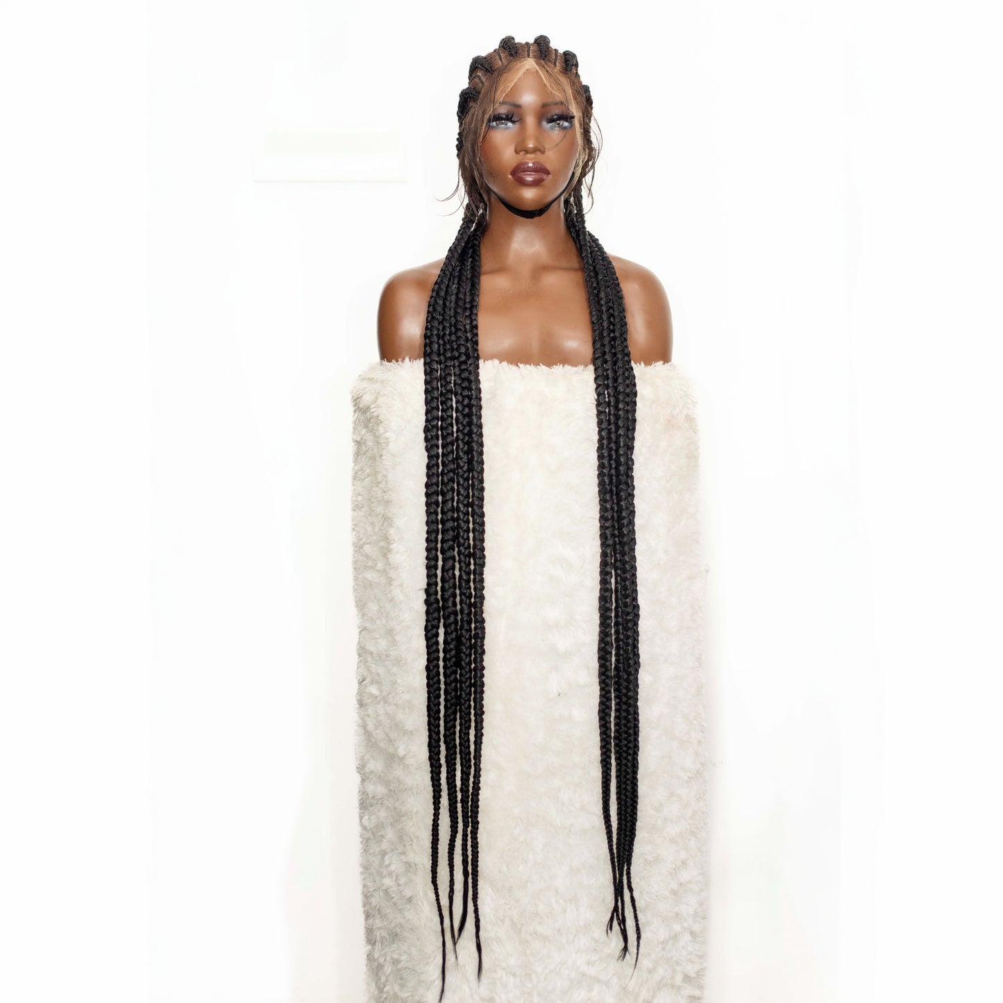 Brianna Cornrow braids - 40”  5x5 Glueless Closure HD Full Lace Natural Black