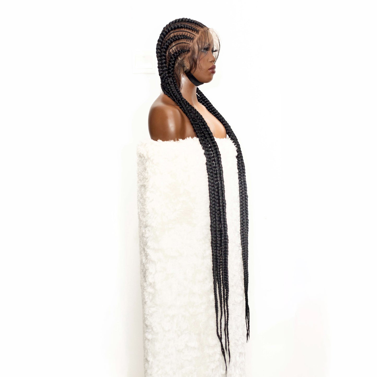 Brianna Cornrow braids - 40”  5x5 Glueless Closure HD Full Lace Natural Black