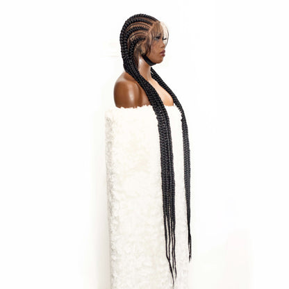 Brianna Cornrow braids - 40”  5x5 Glueless Closure HD Full Lace Natural Black