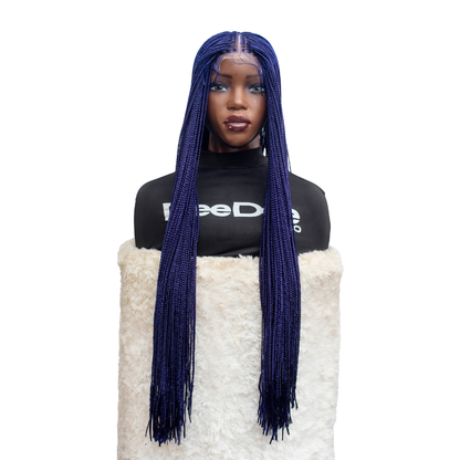 Ashley Knotless Braids - 28" 4x4 Lace Closure Blue