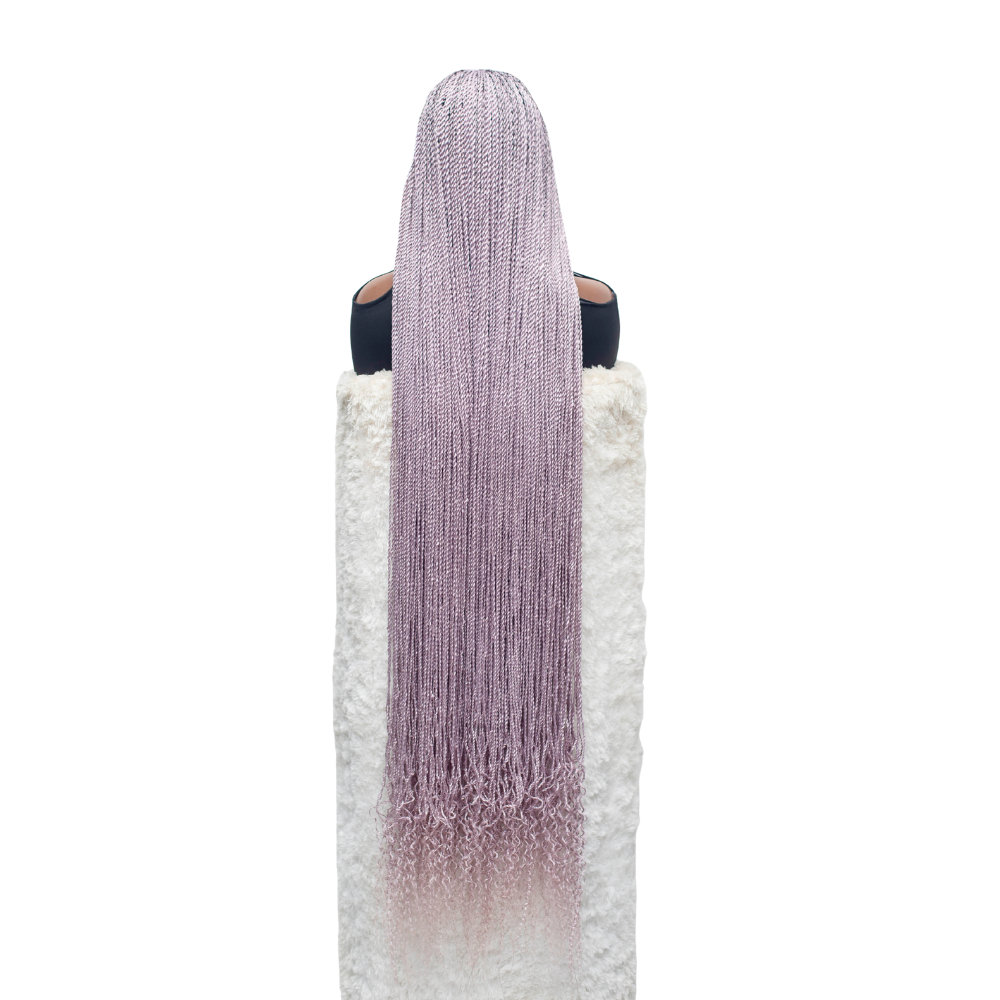Jasmin Senegalese Twist Wig - 48” 4x4 Closure Glueless Pink with Curly Tips