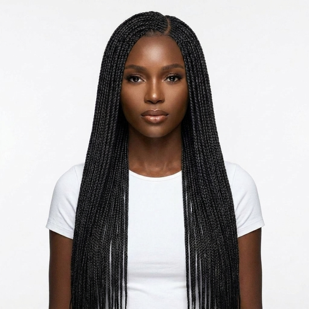 Amber knotless C-part Braids