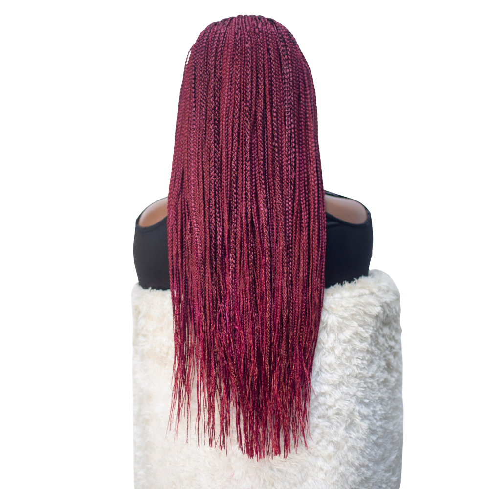 Kate - Center Part Cornrow, 26", HD 13x4 Frontal, Wine Color
