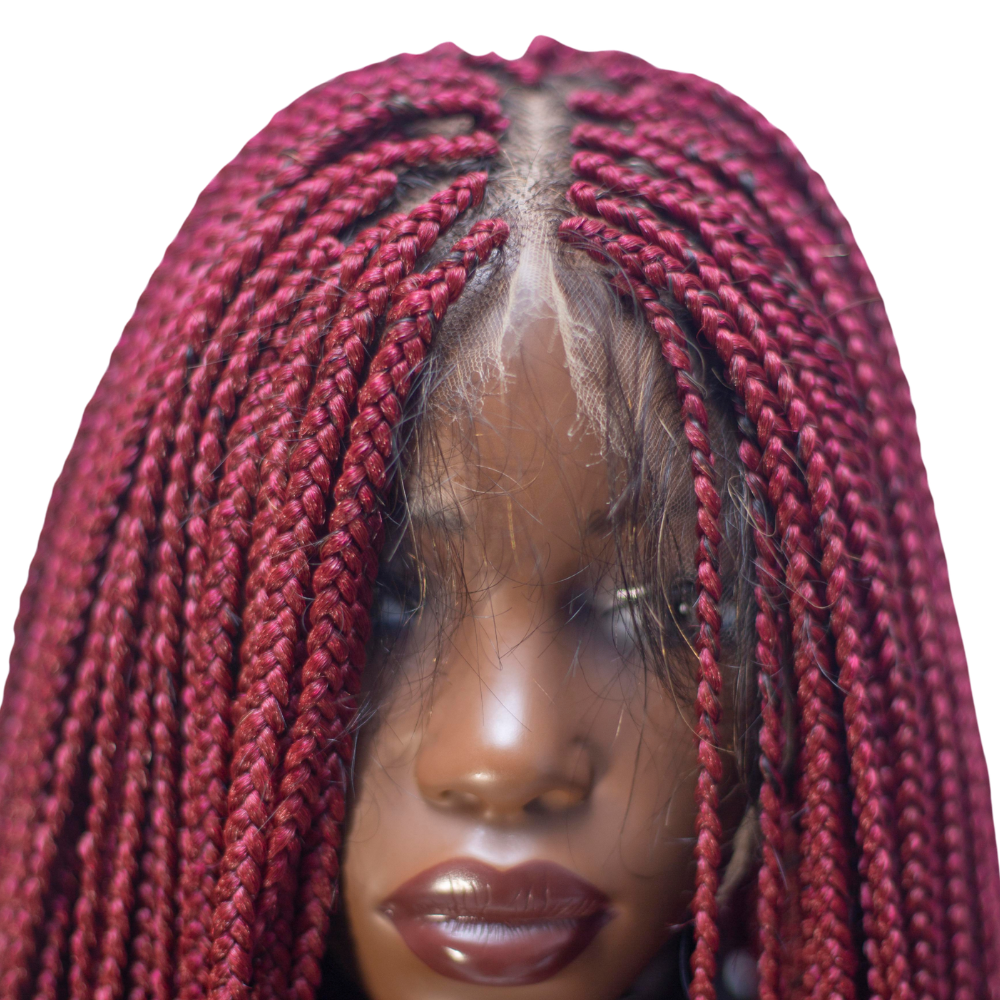 Lena - Box Braids 26" HD 13x4 Frontal Wine Color