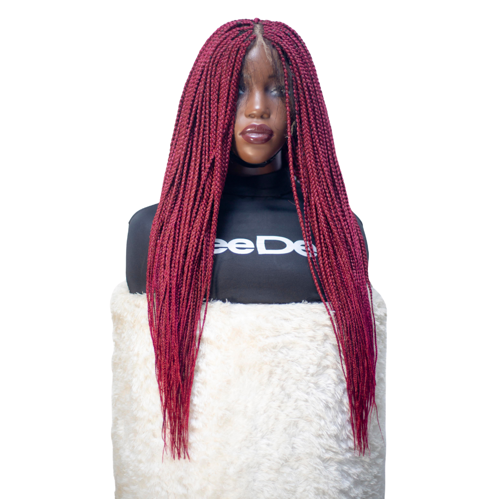 Lena - Box Braids 26" HD 13x4 Frontal Wine Color