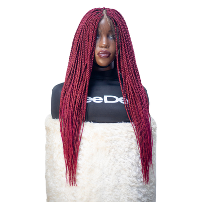 Lena - Box Braids 26" HD 13x4 Frontal Wine Color