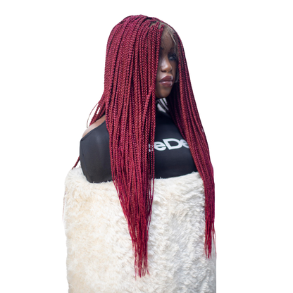 Lena - Box Braids 26" HD 13x4 Frontal Wine Color