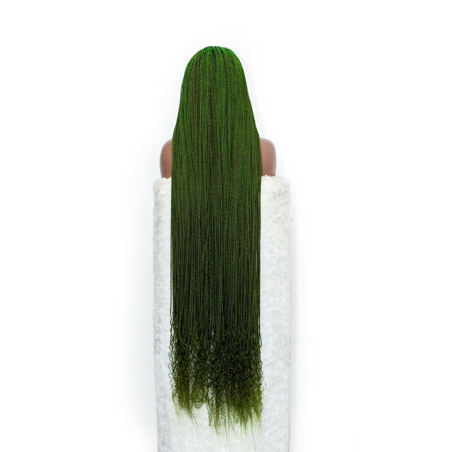 Jasmine - 4x4 Closure 40" Green Senegalese Twist Knotless Braided Wig with Curly Tips