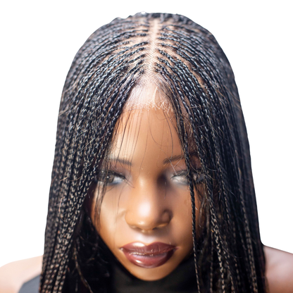 Sheyla - 22" 13x4 Lace Frontal Micro Knotless Braided Wig Color Black & Blue Mixed