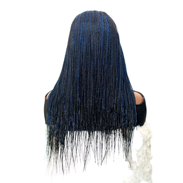 Sheyla - 22" 13x4 Lace Frontal Micro Knotless Braided Wig Color Black & Blue Mixed