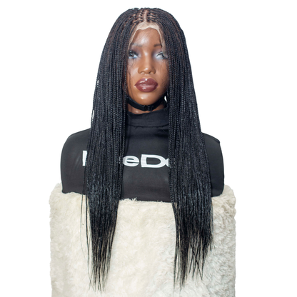 Sheyla - 22" 13x4 Lace Frontal Micro Knotless Braided Wig Black