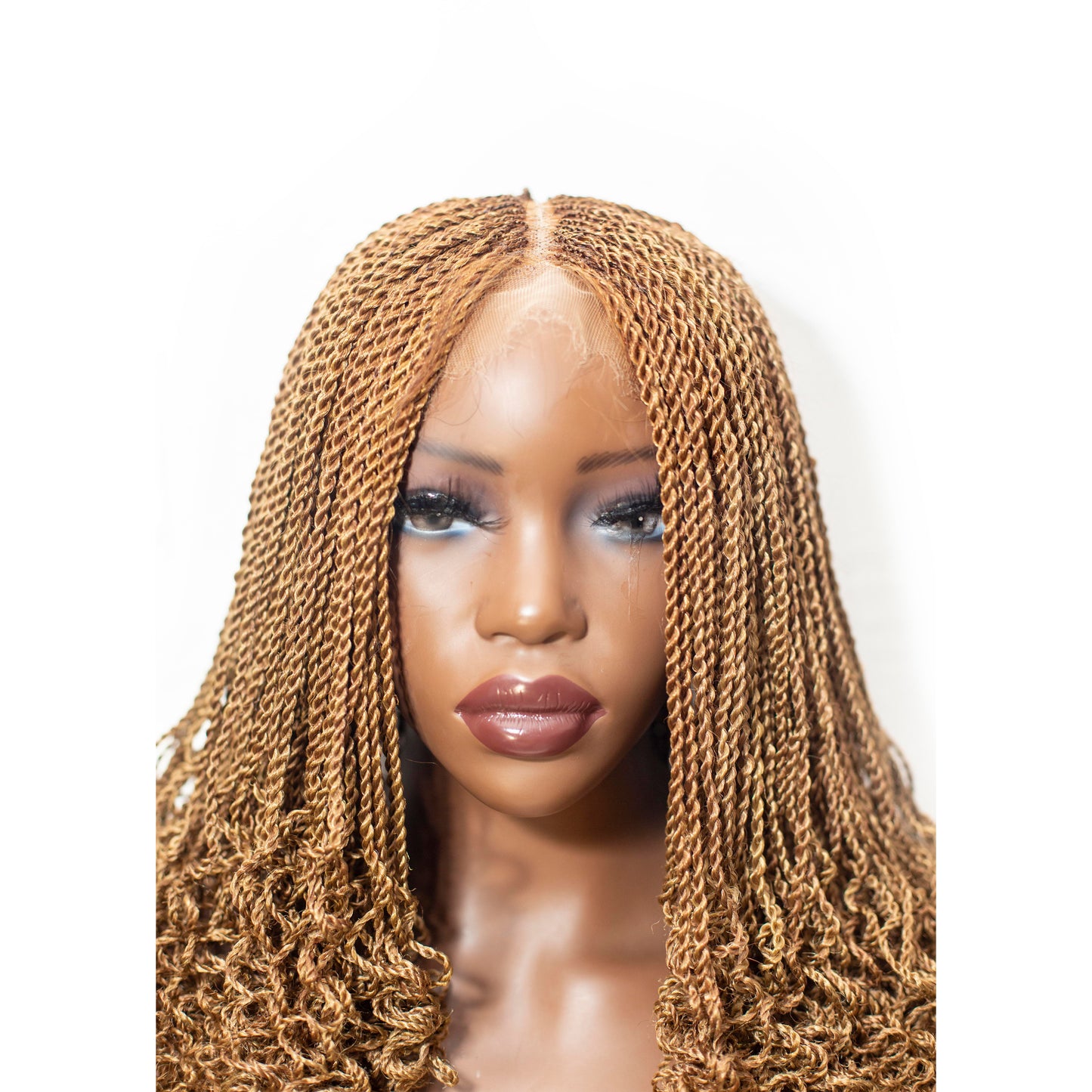 Jasmin - HD 5x5 Closure 16" Color 30/27 Mixed Short Senegalese Twist with Curly Tips