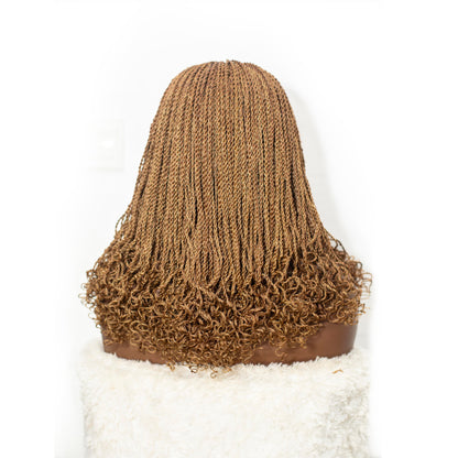 Jasmin - HD 5x5 Closure 16" Color 30/27 Mixed Short Senegalese Twist with Curly Tips