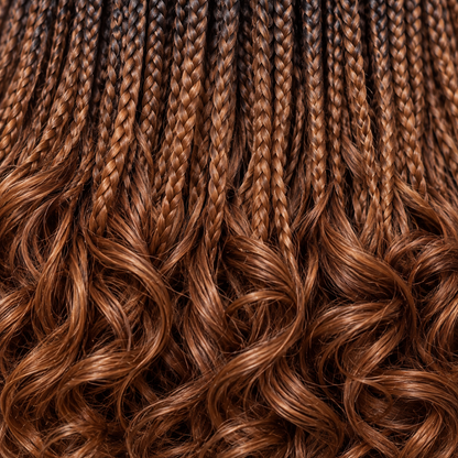 Savannah - French Curls Knotless Braids 30" HD 5x5 Lace Closure Color B29