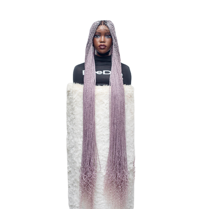 Jasmin Senegalese Twist Wig - 48” 4x4 Closure Glueless Pink with Curly Tips