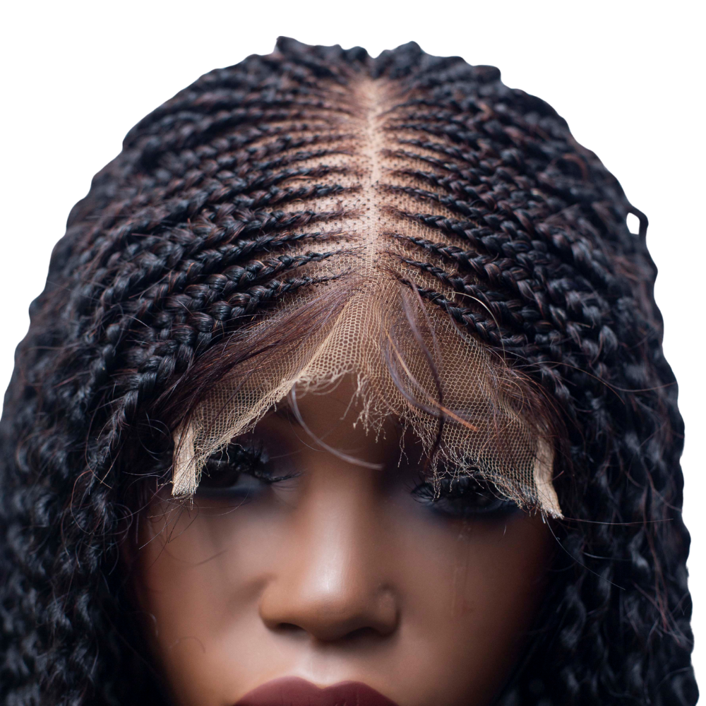 Stella Cornrow spiral twist - 20” 5x5 Glueless Closure HD Natural Black