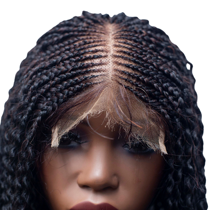 Stella Cornrow spiral twist - 20” 5x5 Glueless Closure HD Natural Black