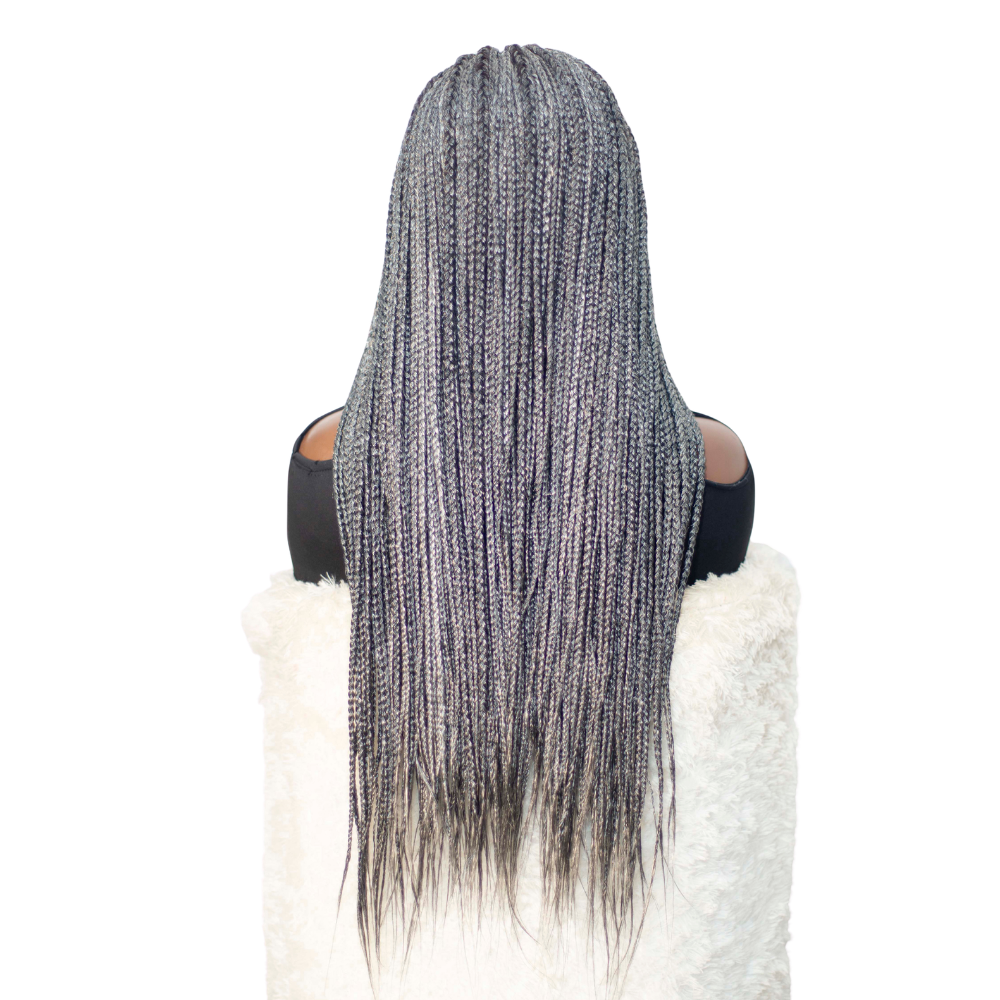 Tiana - Center Part Cornrow 28" HD 13x4 Frontal Grey with Natural Roots