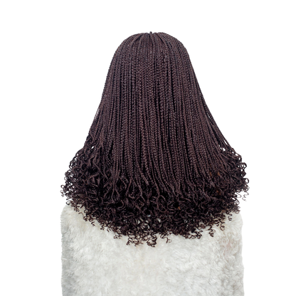 Naima Curly Tips Braids - 18” 5x5 Closure Glueless Color 33 Brown