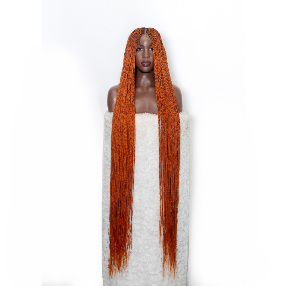 Megan Senegalese Knotless Twist Wig - 40” 5x5 Closure Glueless Ginger Color Natural Root