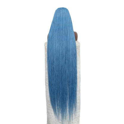 Megan Senegalese Knotless Twist Wig - 45” 4x4 Closure Glueless Baby Blue Color