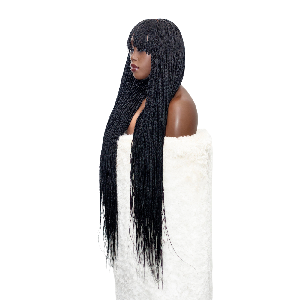 Nancy Fringe Knotless Braids - 26” Full Lace Glueless Natural Black