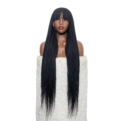 Nancy Fringe Knotless Braids - 26” Full Lace Glueless Natural Black