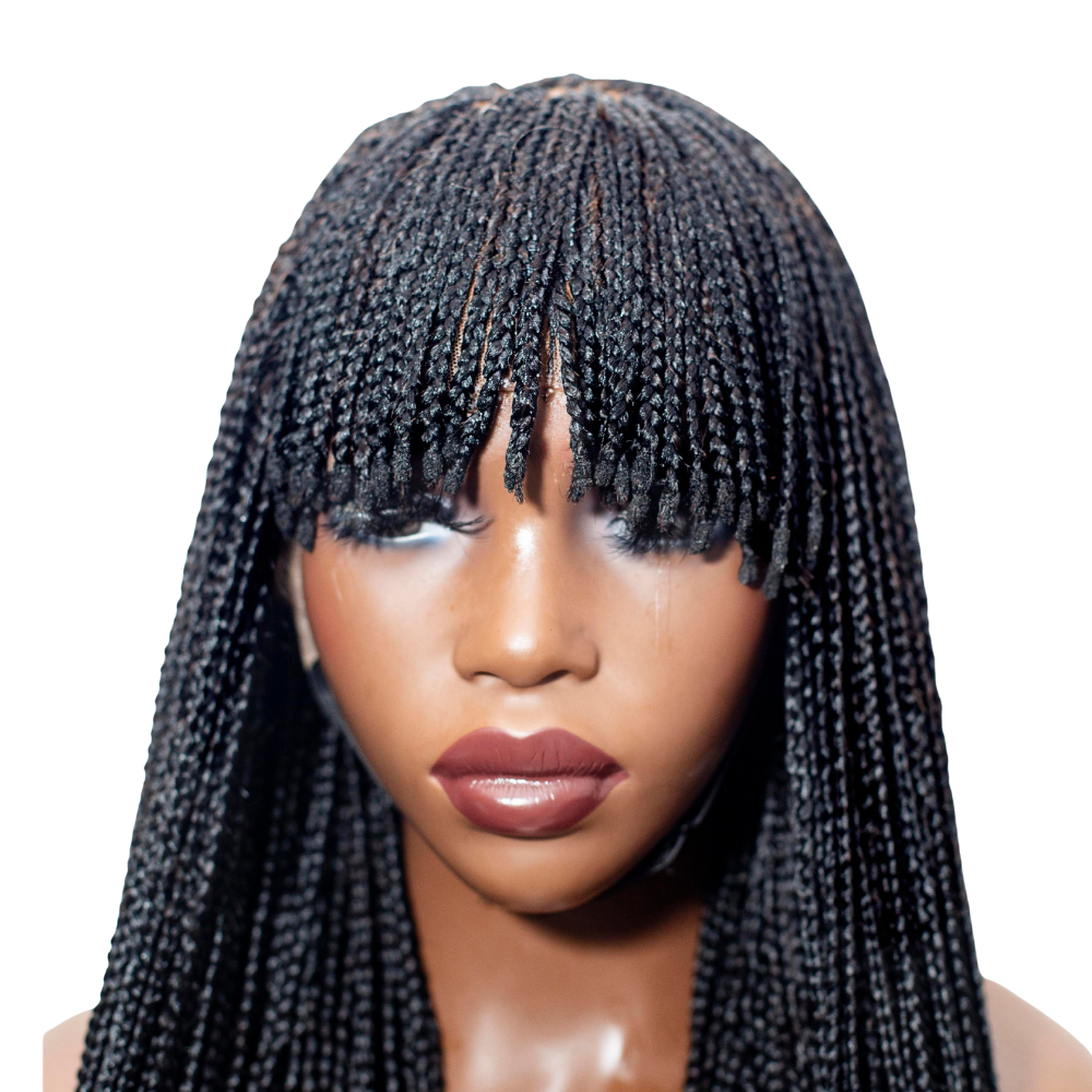 Nancy Fringe Knotless Braids - 26” Full Lace Glueless Natural Black