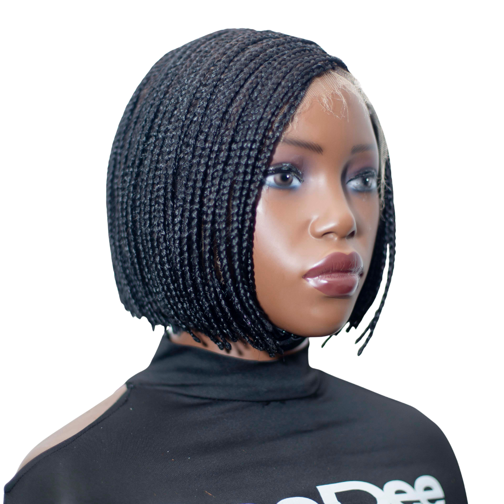 Jessy - Side Part Cornrow Bob 8" HD 13x4 Lace Frontal Black
